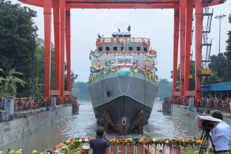 GRSE launches the Most Silent Ship of INS Andhroth, 2nd of the eight Anti Submarine Warfare Craft