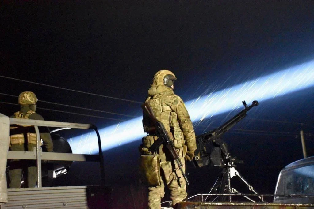 File Image: Ukraine using DShK anti-aircraft gun and searchlights to shoot down Iranian-made drones 
