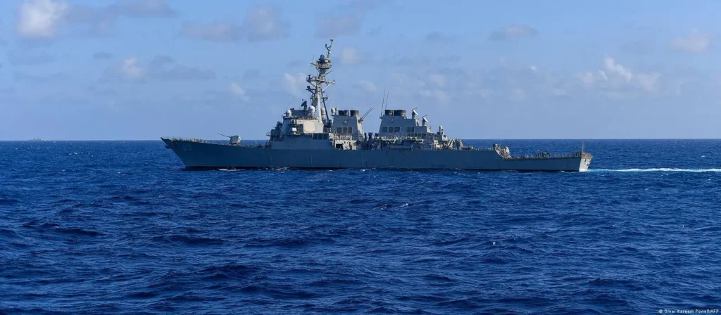 US Navy Destroyer USS Milius sails through Taiwan Strait after China concludes its military drills