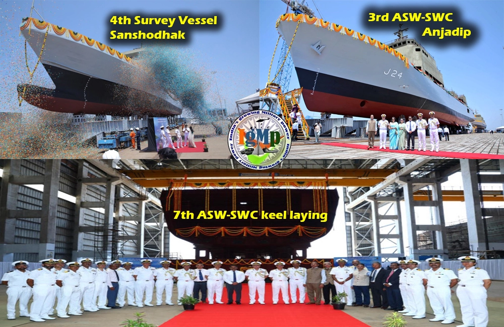 4th Survey Vessel Large, 3rd ASW-SWC launched and Keel laid for 7th ASW-SWC