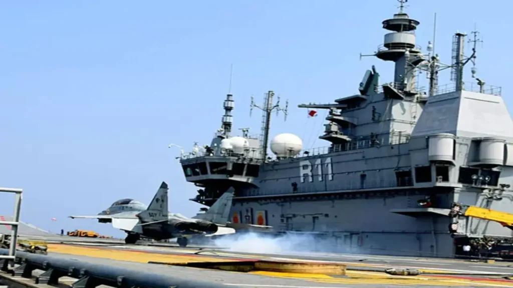 watch lca navy carries out maiden landing on indigenous aircraft carrier ins vikrant